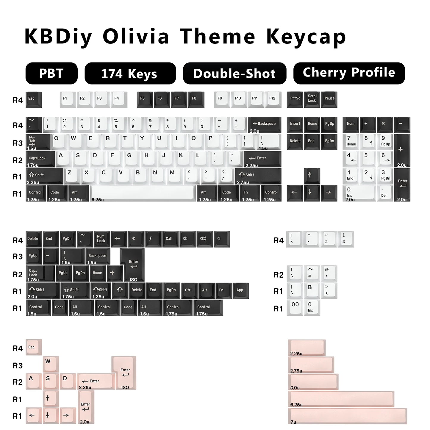 KBDiy 174 tasti/set keycap PBT GMK Apollo double shot minimalisti profilo ISO Cherry per tastiera meccanica da gaming compatibile MX