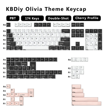 KBDiy 174 tasti/set keycap PBT GMK Apollo double shot minimalisti profilo ISO Cherry per tastiera meccanica da gaming compatibile MX