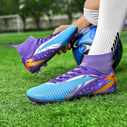 Chaussures de football pour hommes, chaussures de sport, chaussures de futsal à tige haute, chaussures de football de haute qualité pour l'intérieur, antidérapantes, pour l'entraînement en extérieur, crampons ultra-lég