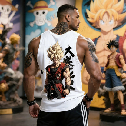 Anime Super Saiyan Son Goku Dragon Ball Gym New  Harajuku Summer Men Tank Top Fitness Oversized Casual Sports Sleeveless Tee Y2k