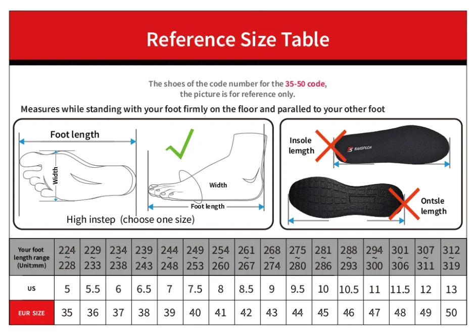 Baasploa Men Running Shoes Brand Male Designer Mesh Casual Sneakers Lightweight Lace-Up New Male Outdoor Sports Tennis Shoe