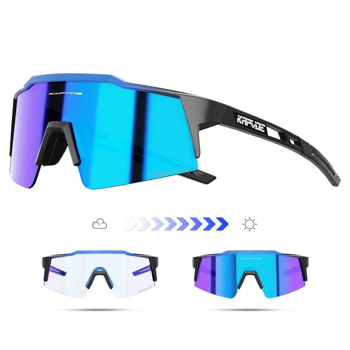 Kapvoe Fotochromowe okulary rowerowe dla mężczyzn Okulary modowe Rower górski Rower szosowy Okulary do jazdy na świeżym powietrzu Okulary sportowe MTB
