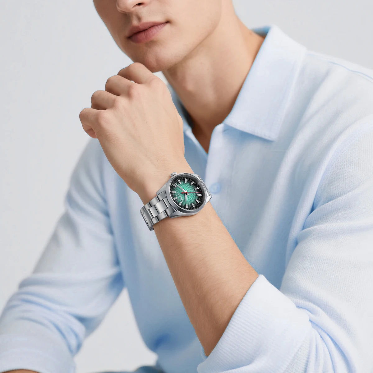 Montre pour homme BERNY – Montre à quartz élégante et classique, étanche à 10 ATM, dotée d'un verre saphir et d'aiguilles luminescentes, idéale pour une tenue habillée ou professionnelle, avec bracelet en cuir.