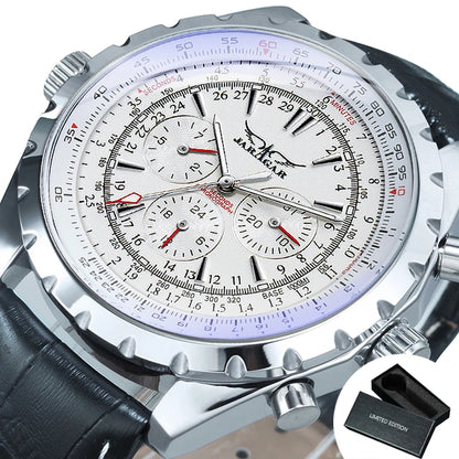 Jaragar Automatic Watch for Men Military Multifunction 3 Sub-Dials Sports Mechanical Watches Top Brand Luxury Leather Steel Band