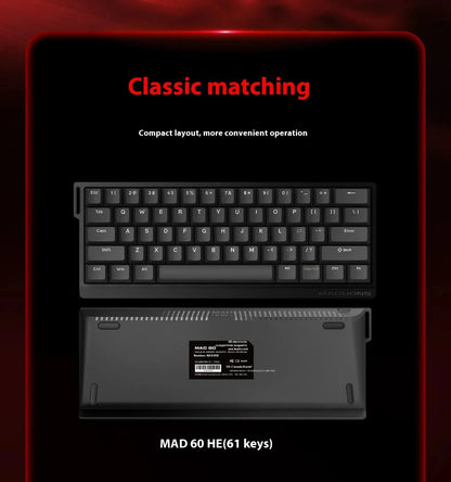 MADLIONS MAD 60/68HE Gaming Magnetic Switch Keyboard Wired Key Web Drive Custom 8K 61/68 Return RT Adjustable Keystroke Hot Swap