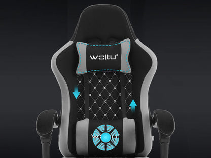 WOLTU Massage Gaming Chair Ergonomic Swivel Computer Chair with Pillow & Footrest Adjustable Headrest Lumbar Support Gamer Chair