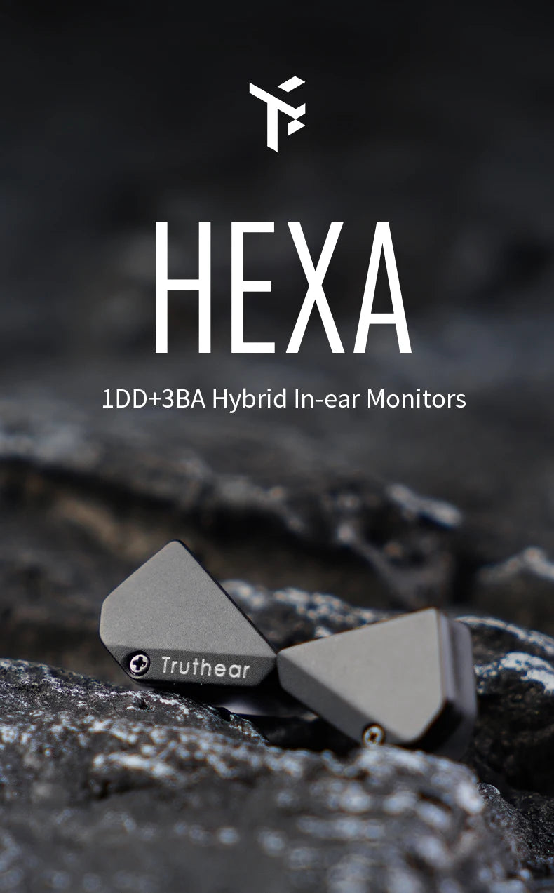 Truthear HEXA 1DD+3BA Hybrid Wired Earphones – High Fidelity In-Ear Monitor IEM Earbuds with 0.78 2Pin Silver-Plated Cable