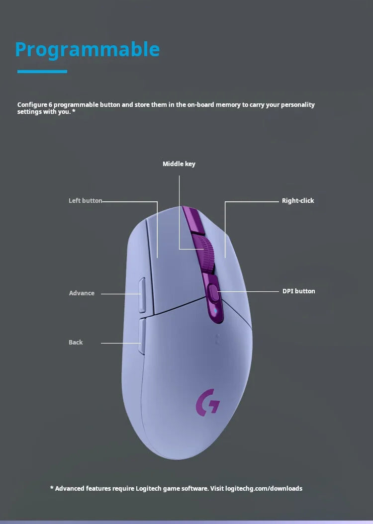 Logitech G304 LIGHTSPEED trådløs gamingmus, let og bærbar mus med makro til Jedi Survival, FPS, League of Heroes og Eat Chicken
