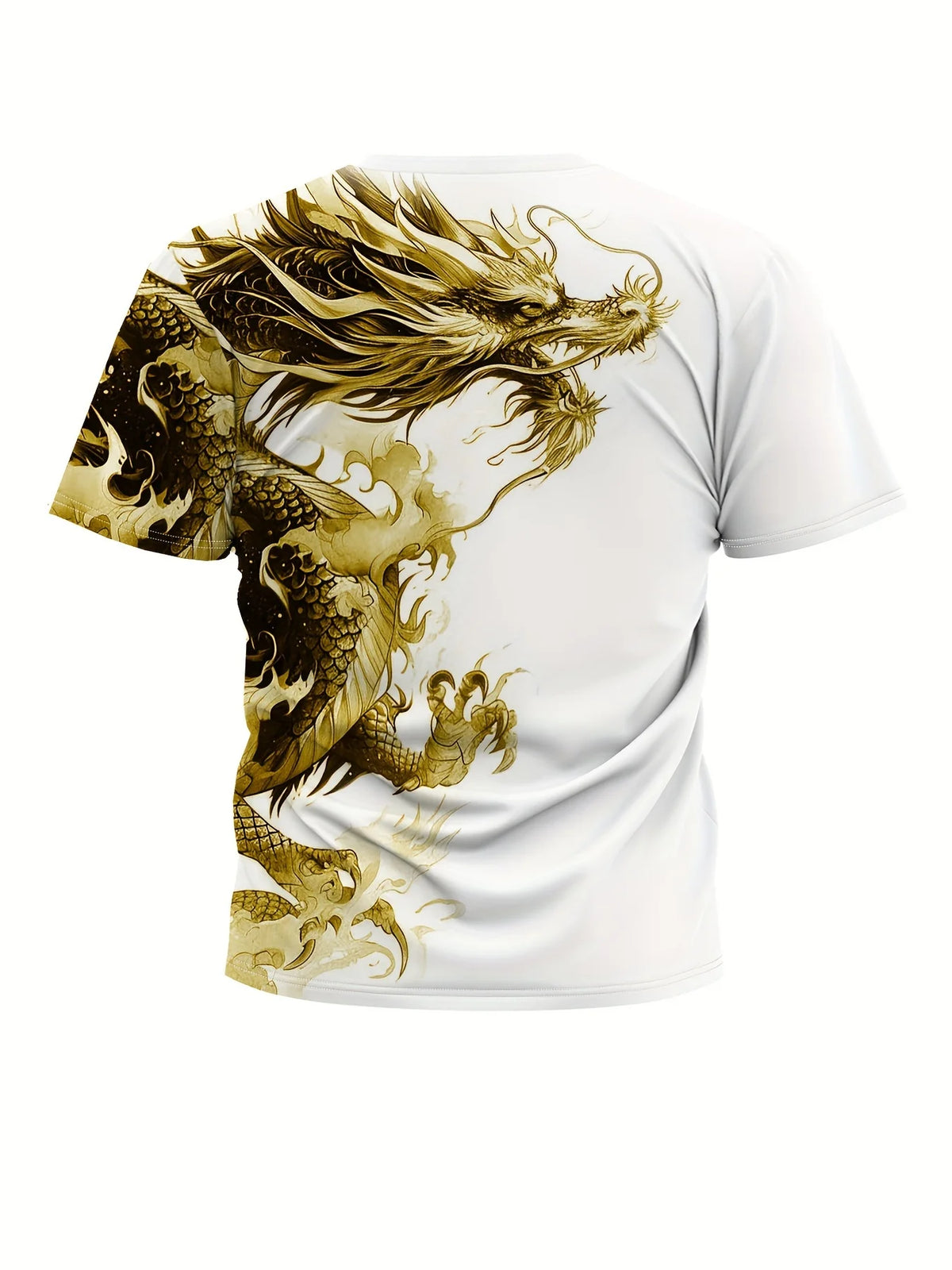 Miesten Dragon-kuvioitu T-paita, rento hengittävästä kankaasta valmistettu graafinen tee, street style -ulkomuotipaita, lyhythihainen paita miehille