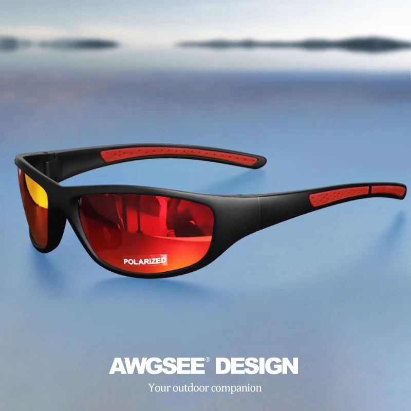 Fashion Polarized Wrap-Around Sports Sunglasses - Luxury Design Soft Temples,Purple/Blue/Red Lenses for Fishing,Hiking,Travel
