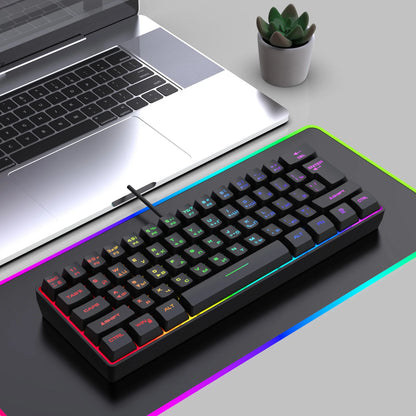 Tastiera da gaming, tastiera ultra-compatta a 61 tasti con retroilluminazione RGB russo/inglese, tastiera da ufficio impermeabile con sensazione meccanica per il gaming