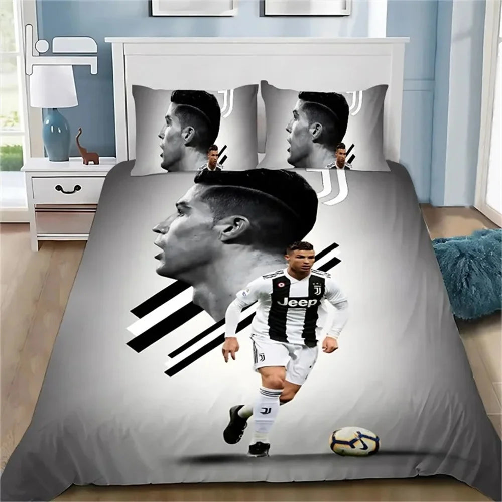 3D navlaka za poplun Football CR7, mekani set posteljine s navlakom za poplun i 1/2 jastučnice, za djecu i odrasle, od mikrovlakana