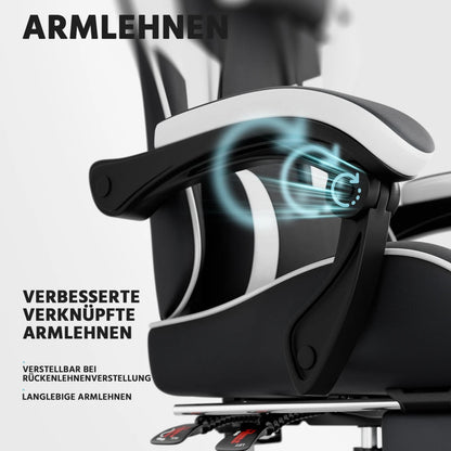 Ergonomic Computer Gaming Chair with Waist Support, Breathable PU Leather Office Chair, Seat Height and Backrest Adjustable
