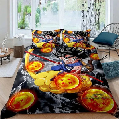 Cartoon/Anime Son Goku Dragon Ball bedrukte beddengoedset: deze zachte en comfortabele set bevat een dekbedovertrek en kussensloop