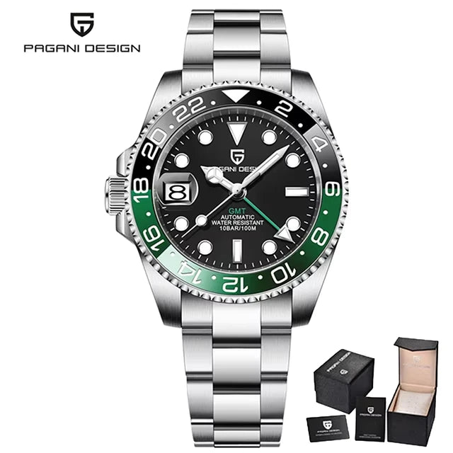 PAGANI DESIGN Men Watch GMT40mm Mechanical Watch Top Brand Sapphire Glass Stainless Steel Waterproof Clock RelogioMasculino gift