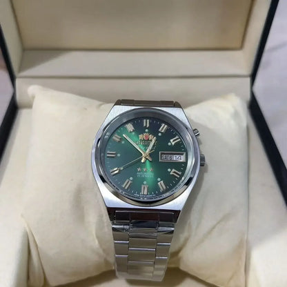 Unisex  Orient Mechanical Watch Steel Strap Folding Clasp Full Function World Time Watch Series 35MM