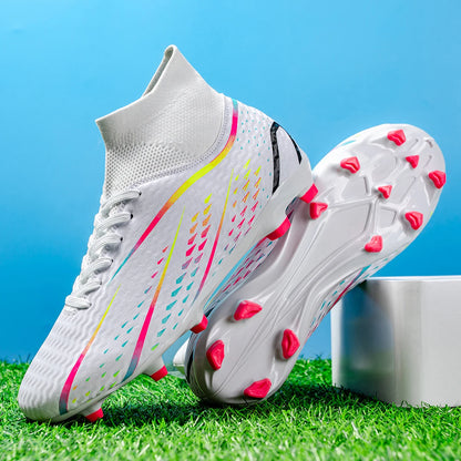 Chaussures de football pour adultes, adaptées à de multiples terrains, avec crampons AG FG, tissu en PU respirant, semelles antidérapantes en TPU, idéales pour l'entraînement et les petits tournois sur gazon.