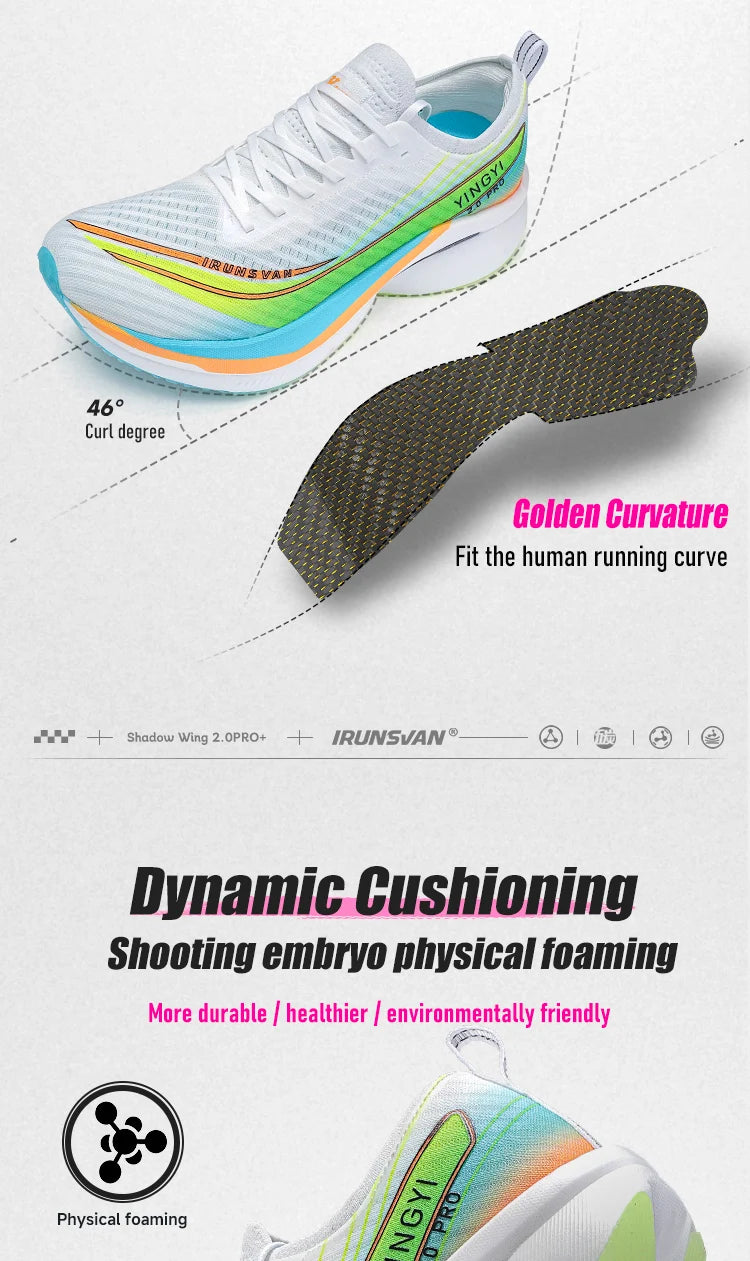 2025 IRUNSVAN SHADOW WING 2.0 PRO Marathon Air Cushion Sports Running Shoes, Carbon Plate Trail Running Shoes, Lightweight Sneakers