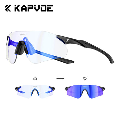 Kapvoe Neue Outdoor-Lauf- und Fahrradbrille, photochrome Sonnenbrille für Damen und Herren, Sportbrille für Marathon und Radfahren, UV400-Schutzbrille