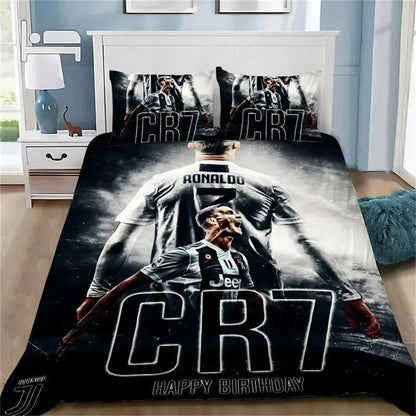 3D navlaka za poplun Football CR7, mekani set posteljine s navlakom za poplun i 1/2 jastučnice, za djecu i odrasle, od mikrovlakana