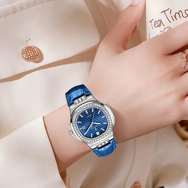New Fashion BANGWEI Elegant Luxury Quartz Woman Watch Simple Dial Diamond Retro Leather Date Waterproof Luminous Women's Watches