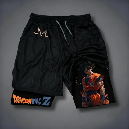 Dragon Ball Son Goku muške brzo sušeće dvostruke slojevite kratke hlače za teretanu, ljetne fitness sportske Y2K stil lažne dvodijelne hlače