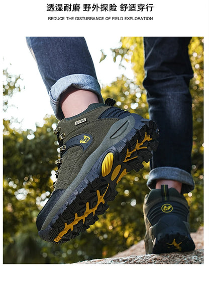 Outdoor Waterproof Hiking Boots Men's Women's Spring And Autumn Hiking Wear-resistant Mountain Sports Boots Hunting Sports Shoes