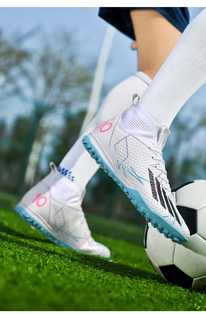 Nouvelles chaussures de football pour hommes, ultralégères, pour intérieur et extérieur, de haute qualité, à haute cheville, antidérapantes, chaussures de sport, futsal antidérapantes