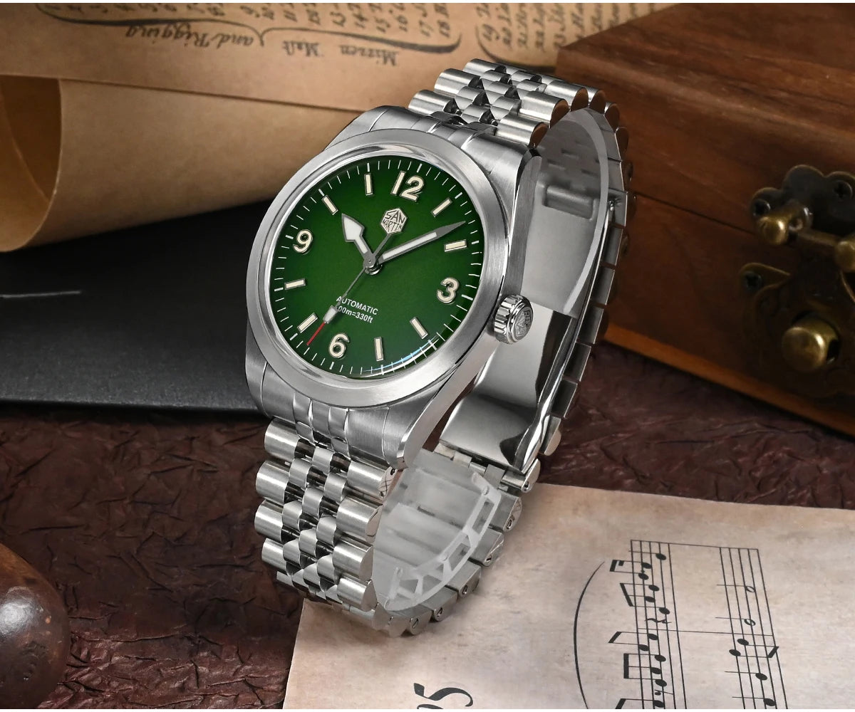 San Martin 38mm Men Sport Watch Fashion Luxury Explore Climbing Automatic Mechanical Sapphire Waterproof 5 Links Bracelet BGW-9