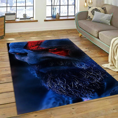 God of War Games Kratos Cartoon 3D Rug Carpet for Living Room Bedroom Home Decor,Floor Mat Non-slip Decoration for Sofa Doormat