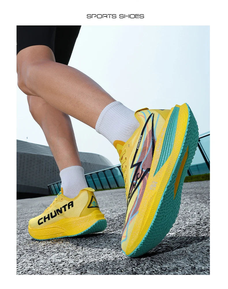 Men Running Shoes Carbon Board Specialty Marathon Sports Breathable Lightweight Women's Comfortable Nonskid Chunta Sneakers