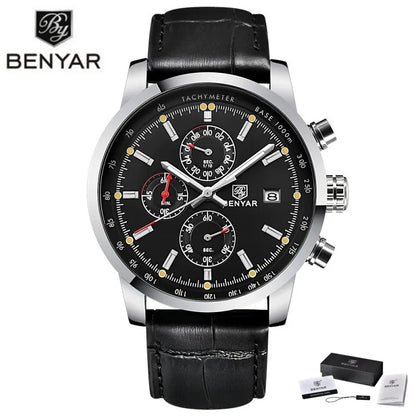 Montre pour homme BENYAR 5102 – Chronographe sportif de luxe à quartz, accessoire de mode d'une grande marque