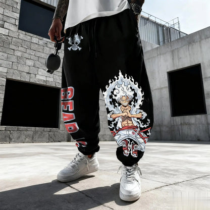 One Piece Luffy Herren-Jogginghose, Fitness- und Sporthose, Anime-Print, locker sitzend, lässig, neue Wintermode, Y2K-Kleidung, Hip-Hop-Hose