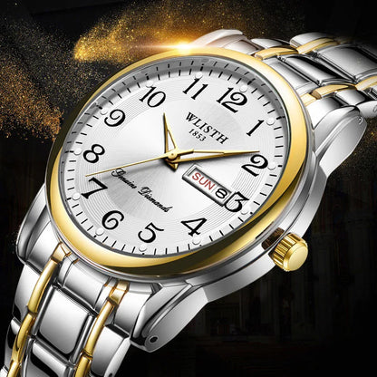 Montre de luxe pour femme, montre à quartz, montre-bracelet numérique, étanche, avec calendrier et affichage lumineux ; style mode et professionnel, convient aussi aux hommes.