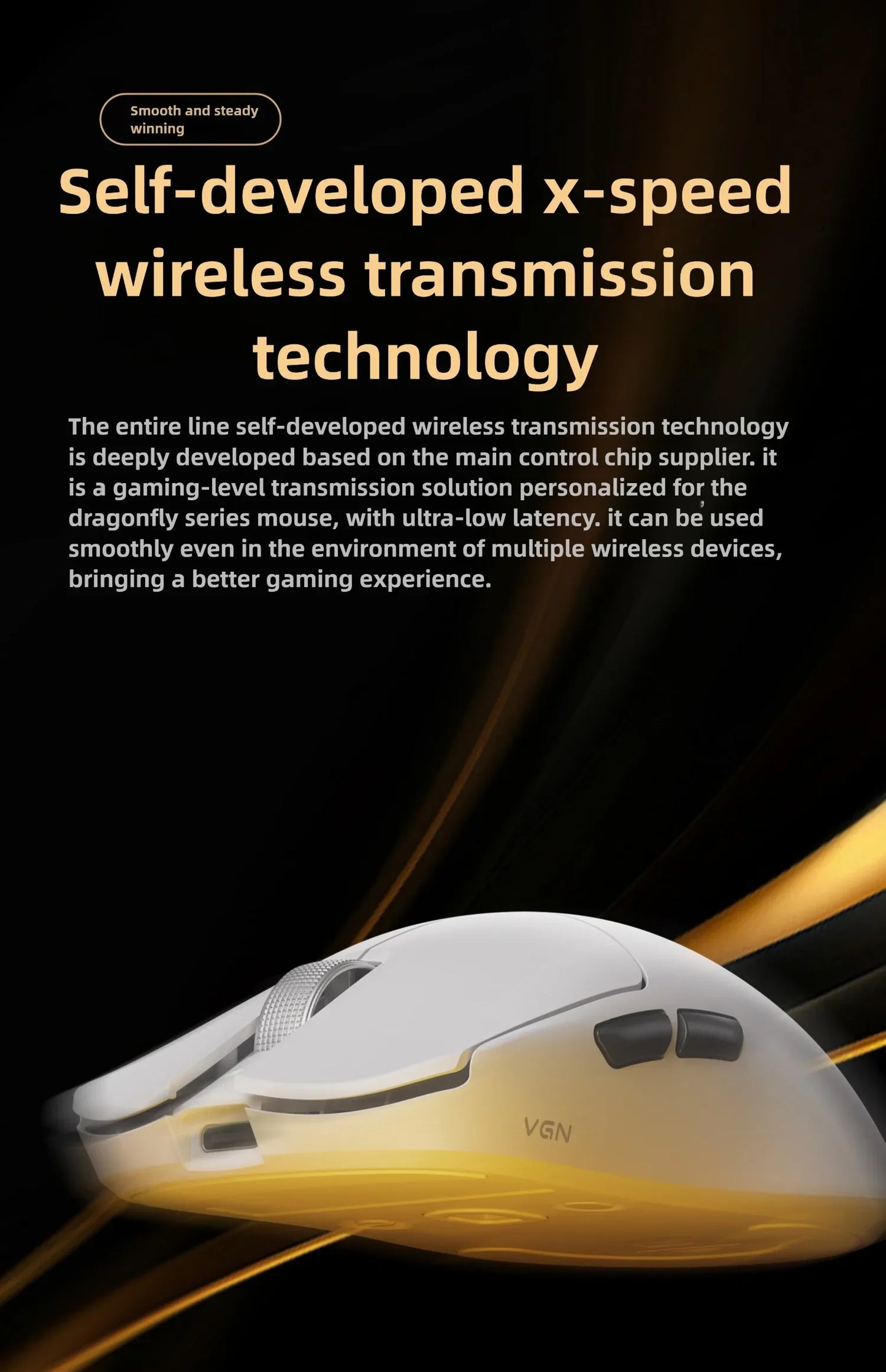 VGN Dragonfly F2 ProMax/Ultra Esports Gaming Mouse 42000DPI 0.125ms For Csgo Latency Wired/Wireless Dual 8K 3-mode PAW3395/3950