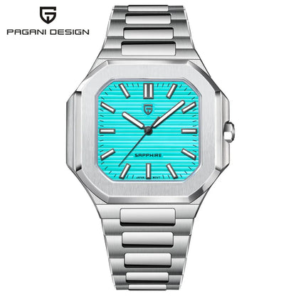 PAGANI DESIGN New V2 Orologio da uomo quadrato al quarzo, marchio di lusso premium, sportivo, impermeabile, in zaffiro e acciaio inossidabile
