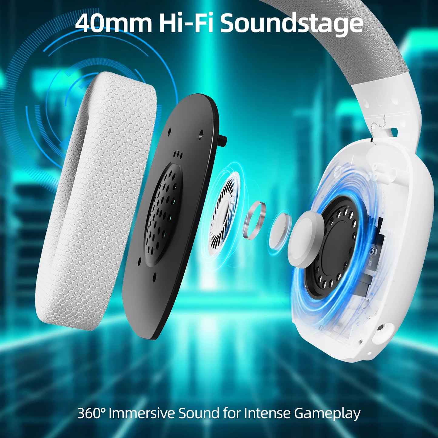 ATTACK SHARK L80PRO 3-in-1 Gaming Headset – Low Latency Wireless Bluetooth Headphones with Dual Microphone, 40mm Hi-Fi Sound & Stable Connection Gaming Headset