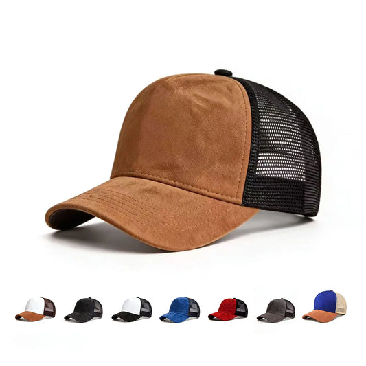 New Summer Mesh Baseball Cap Women Men Solid Suede Cap Patch Snapback Hat Casual Breathable Unisex Street Hip Hop Trucker Caps