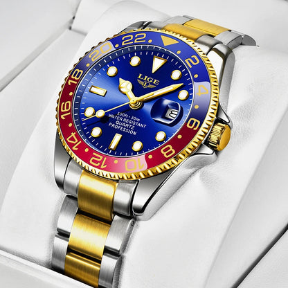 Montre pour homme LIGE – Chronographe à quartz, étanche, style décontracté et professionnel, accessoire de mode de luxe d'une grande marque.
