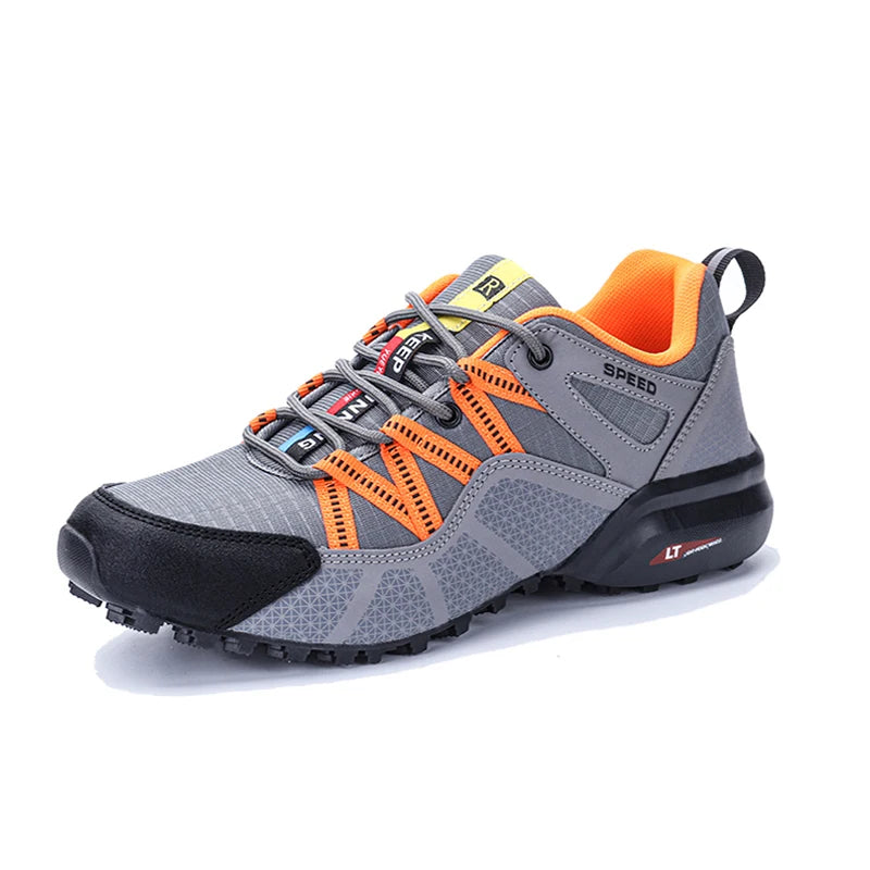 Męskie buty trekkingowe — terenowe buty sportowe outdoor, oddychająca siateczka, antypoślizgowe i odporne na zużycie, do wędrówek i jazdy na rowerze na zewnątrz