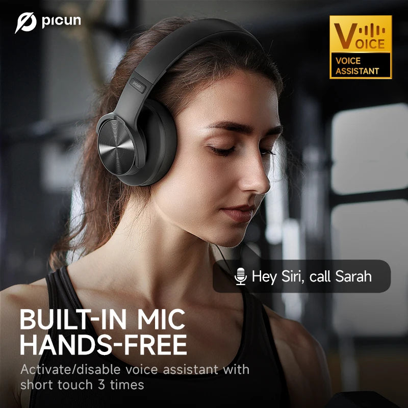 Picun B8 Wireless Bluetooth Headphones – 120H Playtime, Bluetooth 5.3, Low Latency Gaming Headset with Microphone & Deep Bass Sound