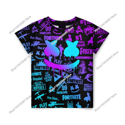 Cartoon Fortnite T Shirt 3D Printed Boys Girls Streetwear Kids Clothes Funny Tshirt O-Neck Summer Tops Birthday Gifts