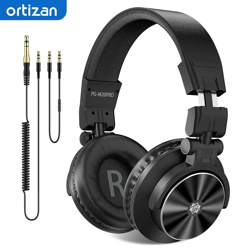 PUPGSIS Studio Monitor Headphones, Over Ear Headphones Wired, Professional 40kHz Hi-Res DJ Stereo Headphones - 1/4 to 3.5mm Jack