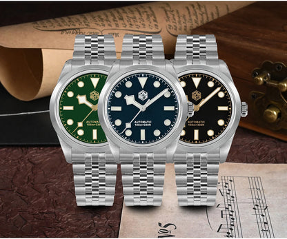 San Martin 38mm Men Sport Watch Fashion Luxury Explore Climbing Automatic Mechanical Sapphire Waterproof 5 Links Bracelet BGW-9