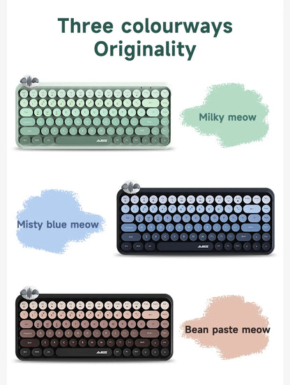 Ajazz 308I Wireless Keyboard 18/84 Keys Round Keycap Bluetooth Keyboard Portable 2.4GHz Numeric Keypad for Tablet Laptop Android