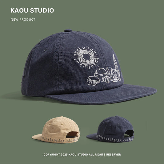 Heavy Embroidery Flat Brim Baseball Cap Niche Unisex Hip Hop Duckbill Cap Fashion Versatile