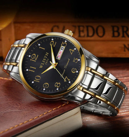 Montre de luxe pour femme, montre à quartz, montre-bracelet numérique, étanche, avec calendrier et affichage lumineux ; style mode et professionnel, convient aussi aux hommes.