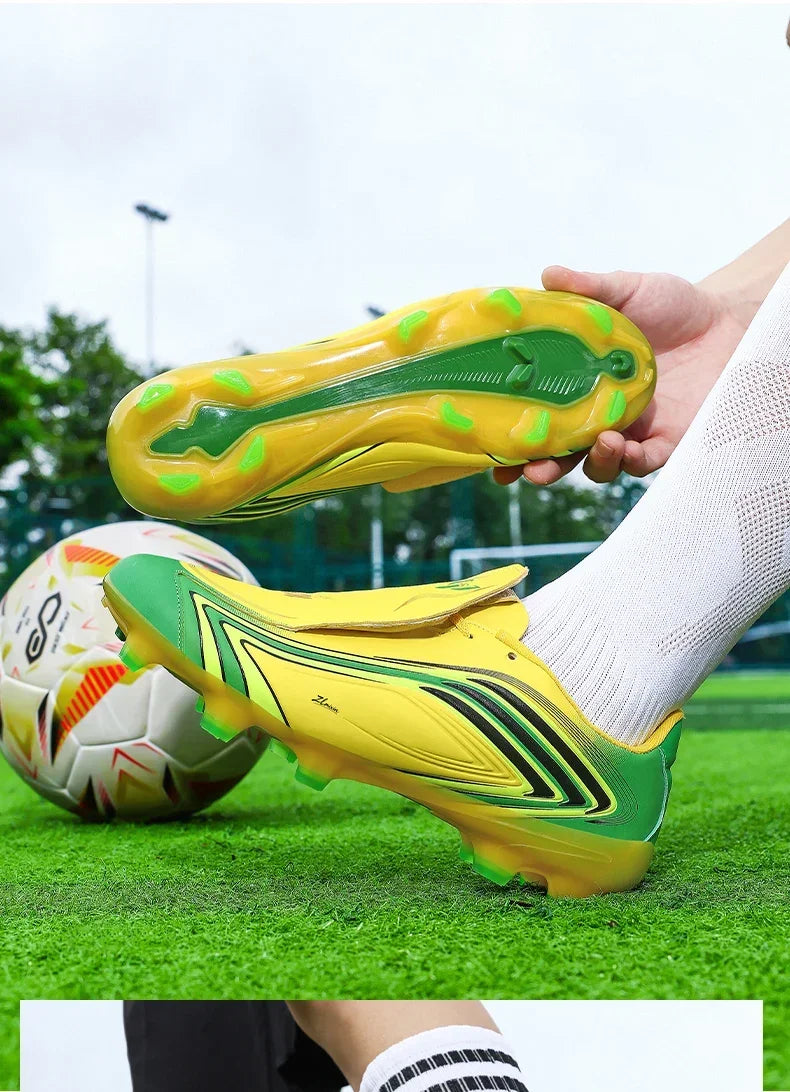 Chaussures de football à crampons longs FG pour hommes, modèle bas, antidérapantes, ultra-légères, pour entraînement et matchs sur gazon naturel en extérieur