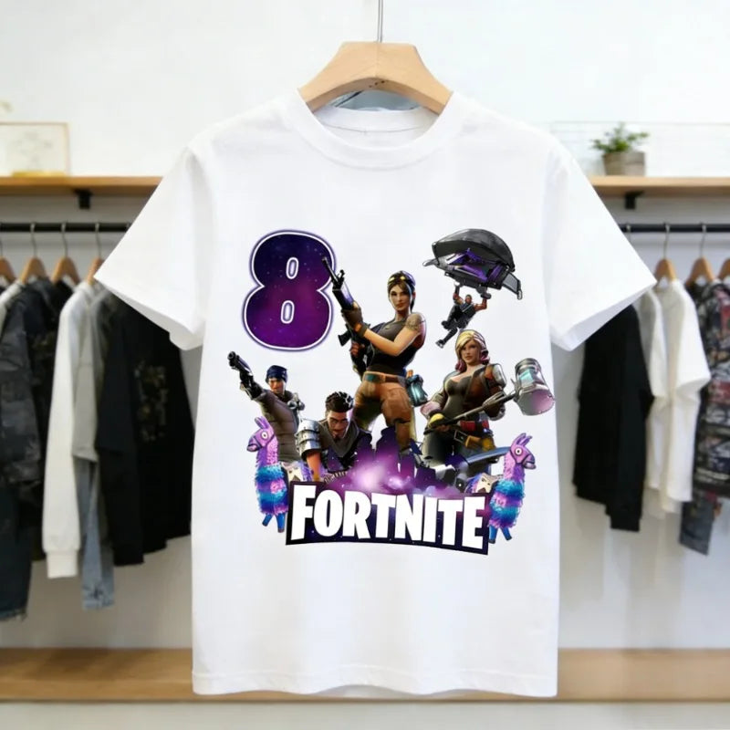 Fortnites dječje majice s brojem za rođendane za djevojčice i dječake, ljetna odjeća, pamučne majice za bebe, kratke majice za zabave, kratkih rukava, poklon za malu djecu