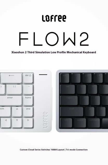 Tastiera meccanica Lofree FLOW2 Business Office, wireless Bluetooth e cablata, silenziosa con suono delicato, compatibile, mute, blocco in alluminio